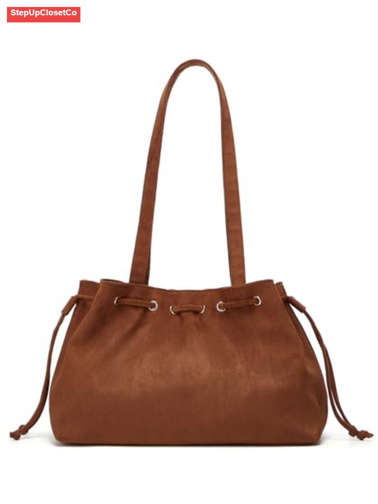 Slouchy Suede Hobo Bucket Bag Women Cute Underarm Shoulder Crossbody Purses